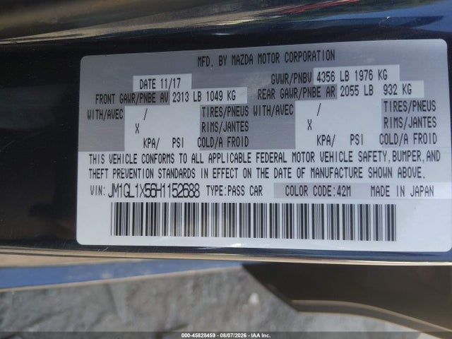 Продаж на аукціоні авто 2017 Mazda Mazda6 Grand Touring, vin: JM1GL1X56H1152688, номер лоту: 45828459