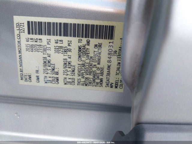2021 Nissan Rogue Sv Fwd მანქანა იყიდება აუქციონზე, vin: 5N1AT3BA4MC848031, აუქციონის ნომერი: 45828472