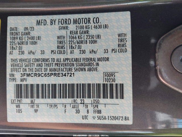 Продажа на аукционе авто 2023 Ford Bronco Sport Outer Banks, vin: 3FMCR9C65PRE34721, номер лота: 45828508