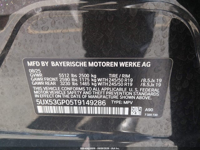 45828509 :رقم المزاد ، 5UX53GP05T9149286 vin ، 2026 Bmw X3 30 Xdrive مزاد بيع