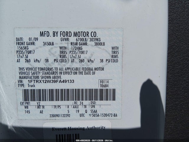 Продажа на аукционе авто 2009 Ford F-150 Stx/xl, vin: 1FTRX12W39FA49133, номер лота: 45828520