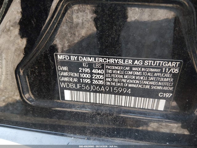 Продаж на аукціоні авто 2006 Mercedes-benz E 350, vin: WDBUF56J06A915994, номер лоту: 45828560