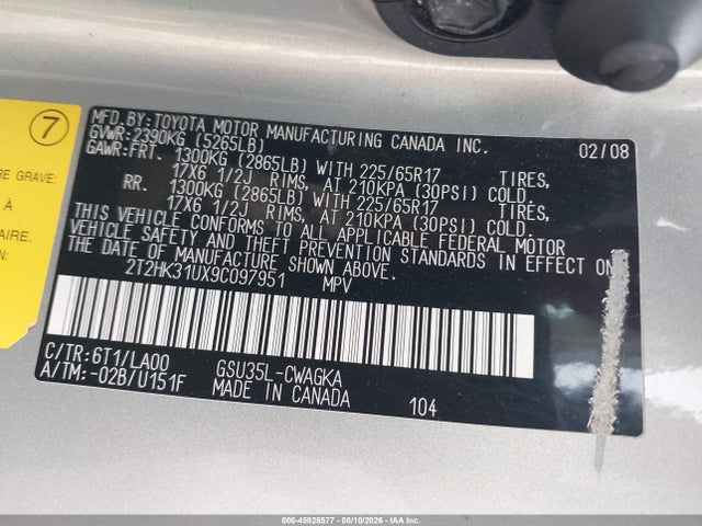 Продаж на аукціоні авто 2009 Lexus Rx 350, vin: 2T2HK31UX9C097951, номер лоту: 45828577