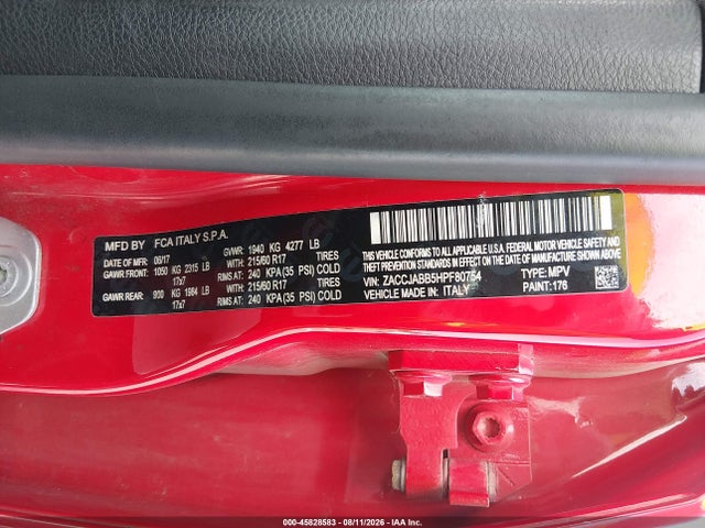 Продаж на аукціоні авто 2017 Jeep Renegade Latitude, vin: ZACCJABB5HPF80754, номер лоту: 45828583