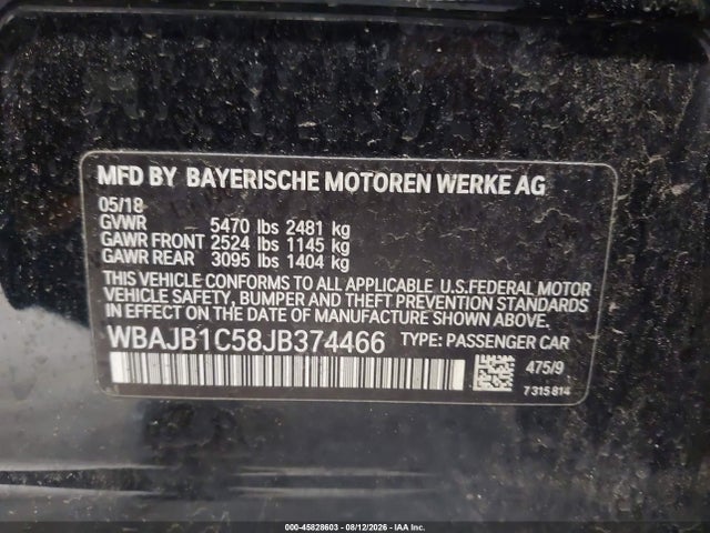 Aukcja sprzedaży 2018 Bmw 530e Xdrive Iperformance, vin: WBAJB1C58JB374466, numer aukcji: 45828603