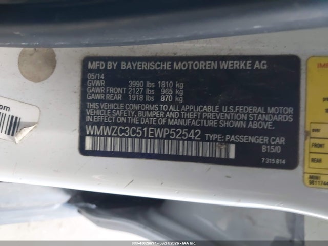 45828617 :رقم المزاد ، WMWZC3C51EWP52542 vin ، 2014 Mini Countryman Cooper S مزاد بيع