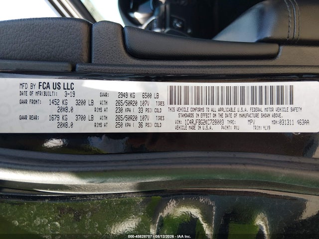 Продажа на аукционе авто 2019 Jeep Grand Cherokee Limited X 4x4, vin: 1C4RJFBG2KC728003, номер лота: 45828707