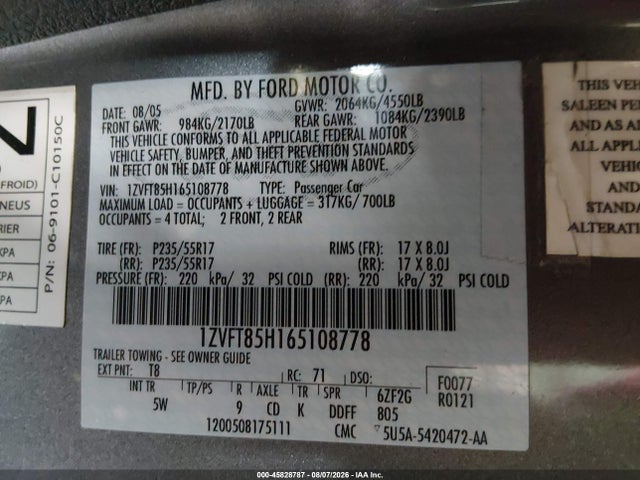 Продажа на аукционе авто 2006 Ford Mustang Gt, vin: 1ZVFT85H165108778, номер лота: 45828787