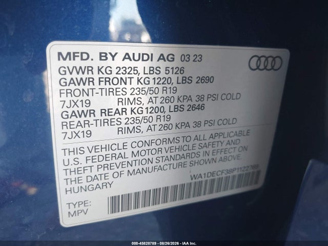 WA1DECF38P1122769 Audi Q3 Premium 45 Tfsi S Line Quattro Tiptronic