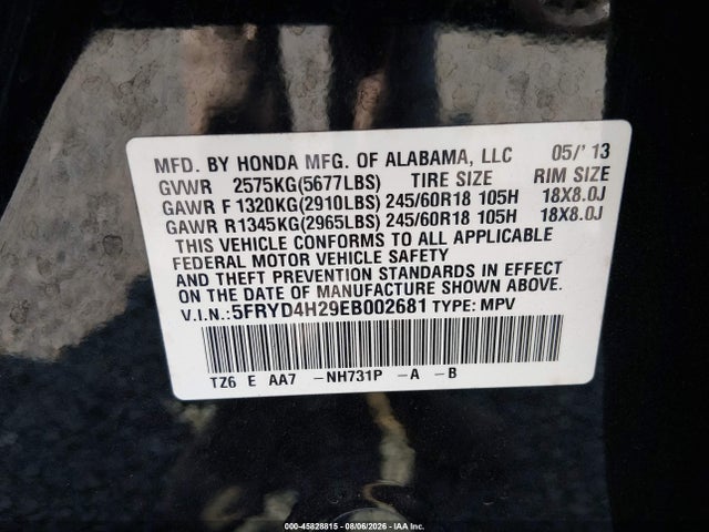 Продажа на аукционе авто 2014 Acura Mdx, vin: 5FRYD4H29EB002681, номер лота: 45828815