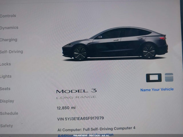 Продаж на аукціоні авто 2025 Tesla Model 3 Long Range Rear-wheel Drive/standard Rear-wheel Drive, vin: 5YJ3E1EA6SF917079, номер лоту: 45828840