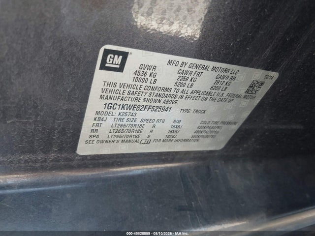1GC1KWE82FF525941 Chevrolet Silverado 2500hd Built After Aug 14 Ltz