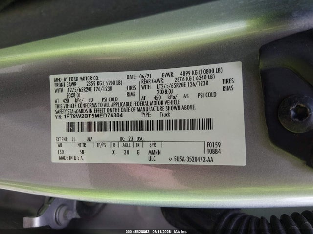 Ford F-250 Lariat 2021 1FT8W2BT5MED76304 Image 8