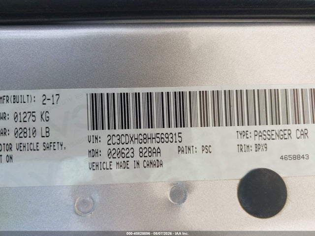 45828896 :رقم المزاد ، 2C3CDXHG8HH569315 vin ، 2017 Dodge Charger Sxt Rwd مزاد بيع