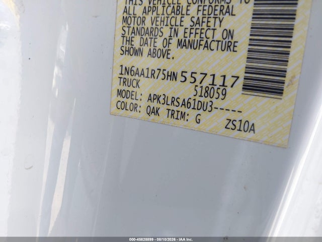 1N6AA1R75HN557117 Nissan TITAN S