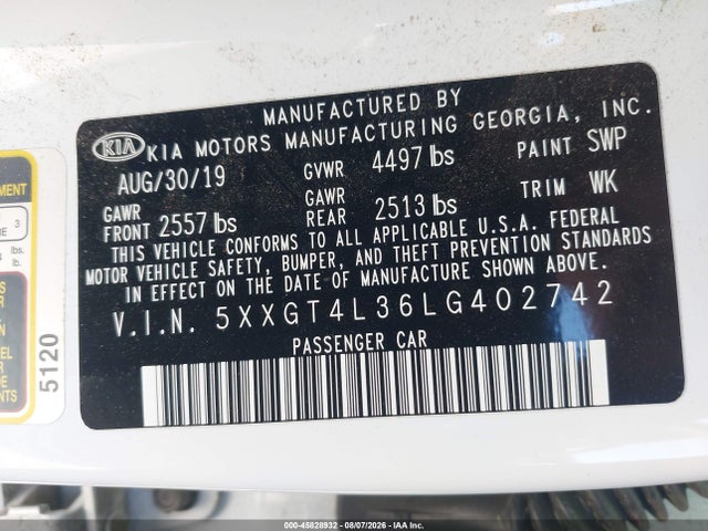 KIA Optima Lx 2020 5XXGT4L36LG402742 Image 9
