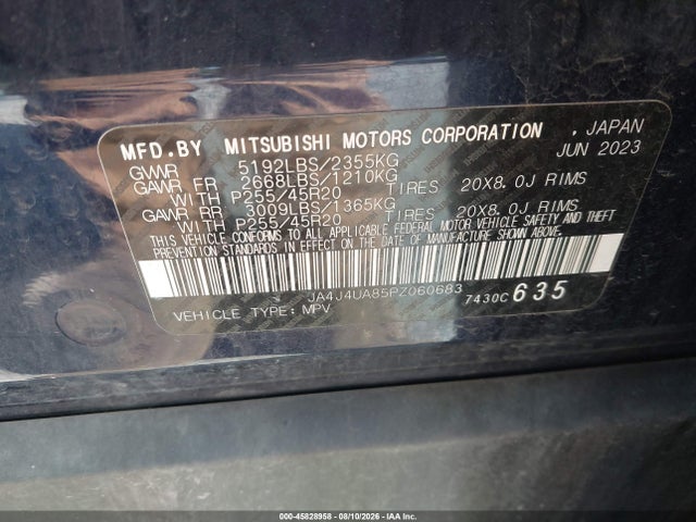 Aukcja sprzedaży 2023 Mitsubishi Outlander Se 2.5 S-awc, vin: JA4J4UA85PZ060683, numer aukcji: 45828958