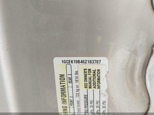 45828983 :رقم المزاد ، 1GCEK19B46Z183787 vin ، 2006 Chevrolet Silverado 1500 Lt1 مزاد بيع