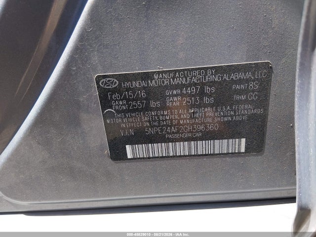 Hyundai Sonata 2016 5NPE24AF2GH396360 Image 9