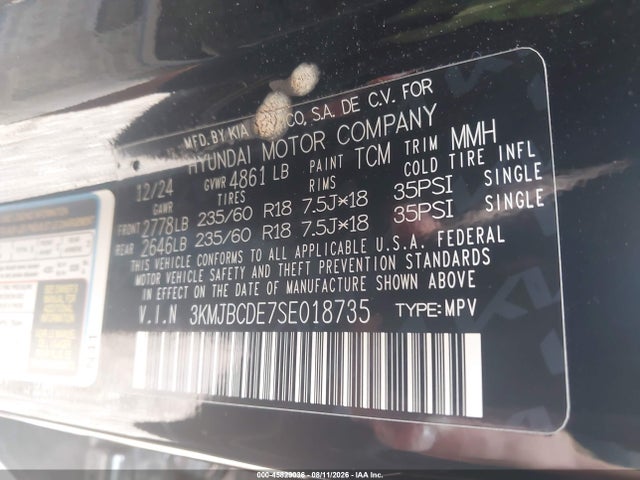 Aukcja sprzedaży 2025 Hyundai Tucson Sel, vin: 3KMJBCDE7SE018735, numer aukcji: 45829036