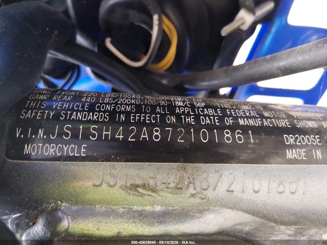Aukcja sprzedaży 2007 Suzuki Dr200 Set, vin: JS1SH42A872101861, numer aukcji: 45829040