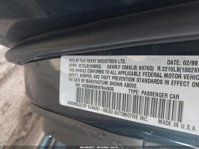 Продажа на аукционе авто 1998 Subaru Legacy Outback/outback Limited/outback Sport, vin: 4S3BG6858W7644935, номер лота: 45829077