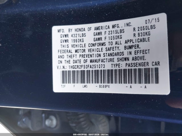 1HGCR2F50FA251073 Honda Accord Sport