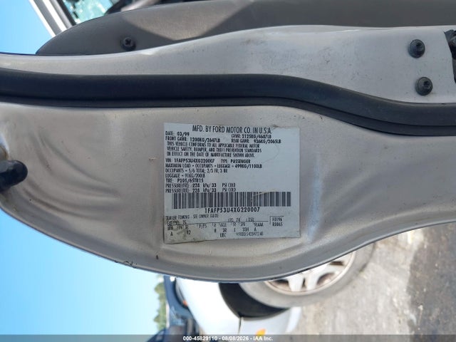 1999 Ford Taurus Se/se-ne მანქანა იყიდება აუქციონზე, vin: 1FAFP53U4XG220007, აუქციონის ნომერი: 45829110