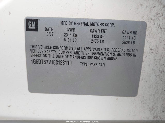 Продажа на аукционе авто 2008 Cadillac Cts Awd W/1sb, vin: 1G6DT57V180128110, номер лота: 45829127
