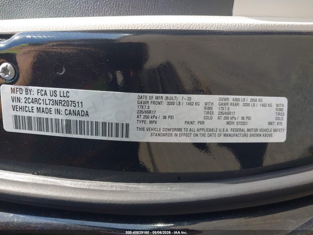 Продажа на аукционе авто 2022 Chrysler Pacifica Hybrid Touring L, vin: 2C4RC1L73NR207511, номер лота: 45829160
