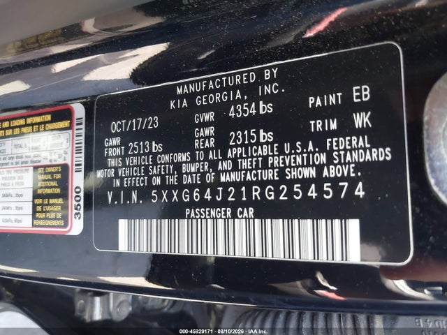 Aukcja sprzedaży 2024 Kia K5 Gt-line, vin: 5XXG64J21RG254574, numer aukcji: 45829171
