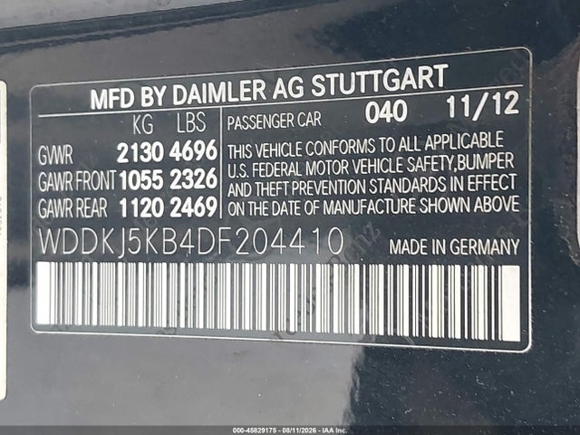 45829175 :رقم المزاد ، WDDKJ5KB4DF204410 vin ، 2013 Mercedes-benz E 350 مزاد بيع