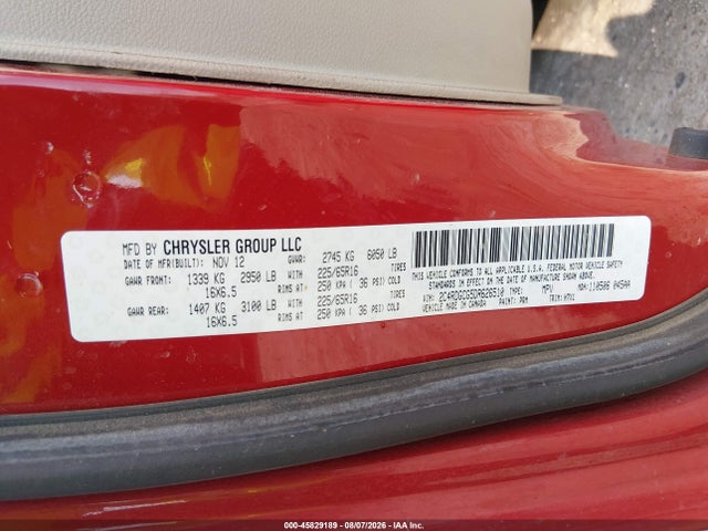 Продаж на аукціоні авто 2013 Dodge Grand Caravan Sxt, vin: 2C4RDGCG5DR626510, номер лоту: 45829189