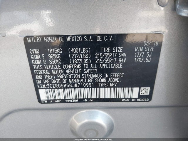 3CZRU5H56JM710991 Honda HR-V EX