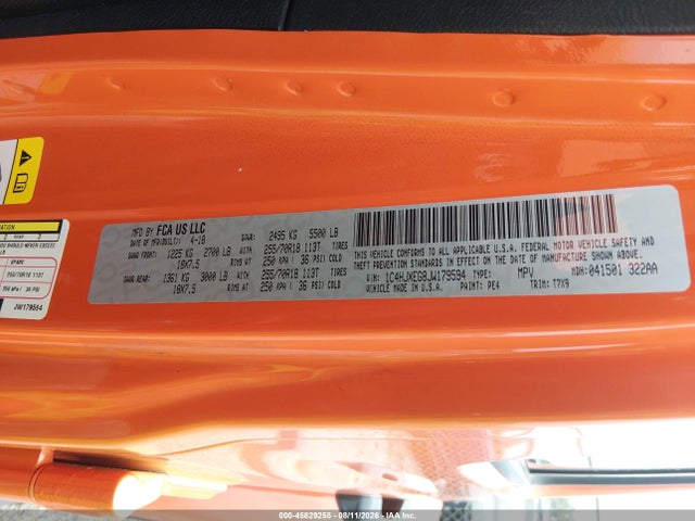 Продаж на аукціоні авто 2018 Jeep Wrangler Unlimited Sahara 4x4, vin: 1C4HJXEG8JW179594, номер лоту: 45829255