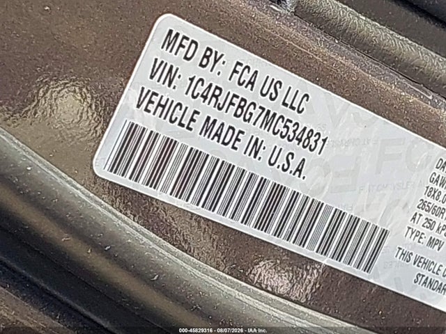 Продажа на аукционе авто 2021 Jeep Grand Cherokee Limited 4x4, vin: 1C4RJFBG7MC534831, номер лота: 45829316