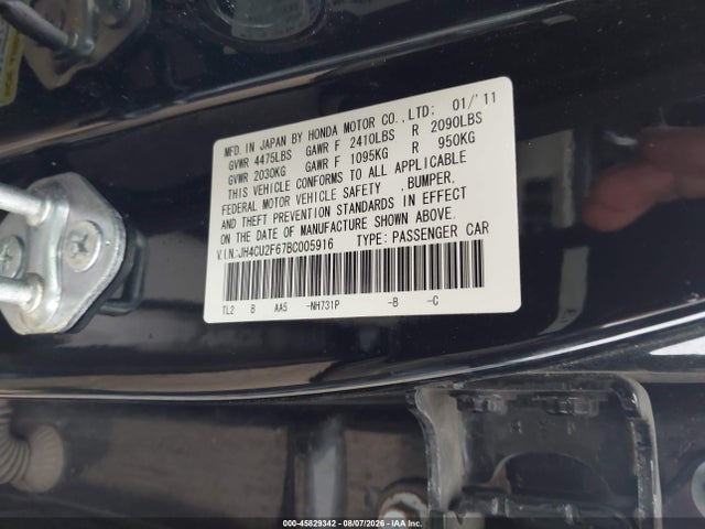 Aukcja sprzedaży 2011 Acura Tsx 2.4, vin: JH4CU2F67BC005916, numer aukcji: 45829342