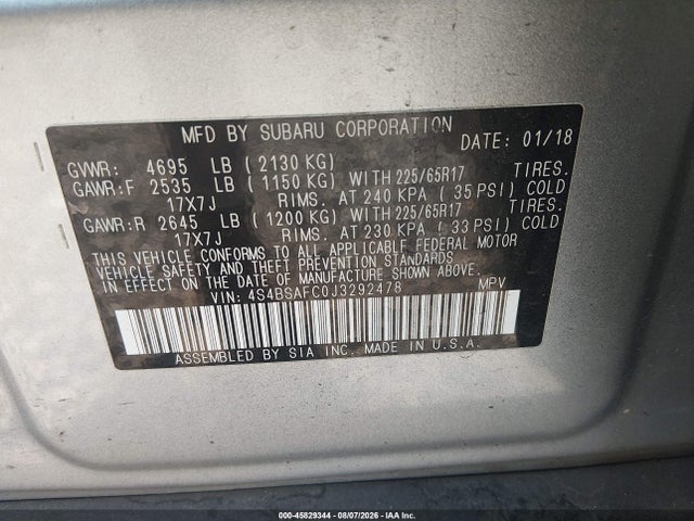 4S4BSAFC0J3292478 Subaru Outback 2.5i Premium