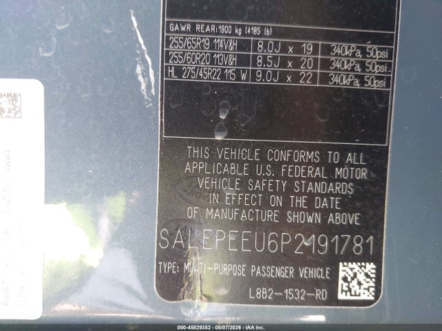 45829352 :رقم المزاد ، SALEPEEU6P2191781 vin ، 2023 Land Rover Defender 110 Se مزاد بيع