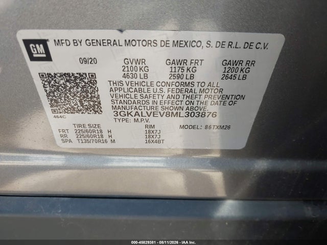 Aukcja sprzedaży 2021 Gmc Terrain Awd Slt, vin: 3GKALVEV8ML303876, numer aukcji: 45829381