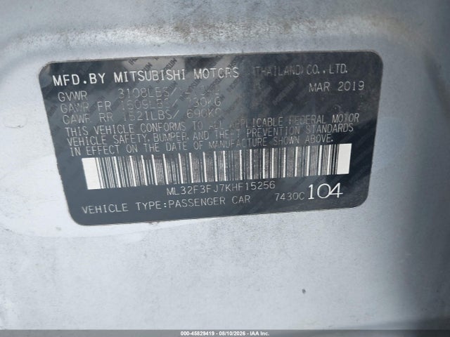 Mitsubishi Mirage G4 Es 2019 ML32F3FJ7KHF15256 Image 9