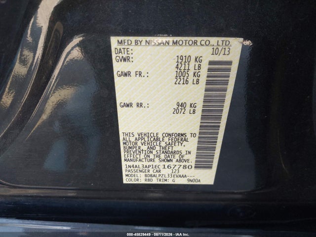 Nissan ALTIMA 2.5 2014 1N4AL3AP1EC167780 Image 9