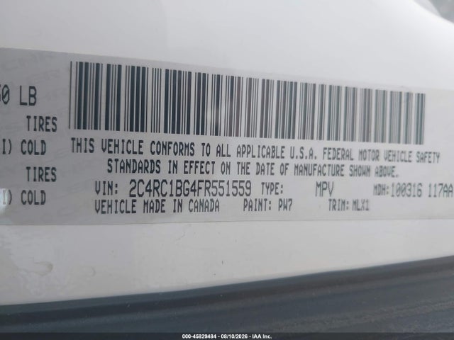45829484 :رقم المزاد ، 2C4RC1BG4FR551559 vin ، 2015 Chrysler Town & Country Touring مزاد بيع