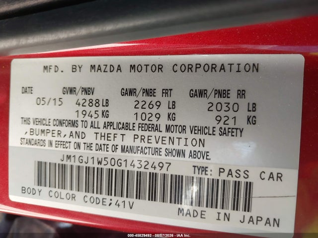 JM1GJ1W50G1432497 Mazda Mazda6 I Grand Touring