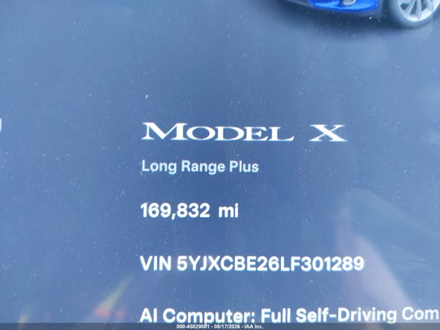 5YJXCBE26LF301289 Tesla Model X Long Range Dual Motor All-wheel Drive/long Range Plus Dual Motor All-wheel Drive