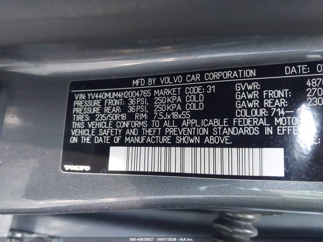 Продажа на аукционе авто 2017 Volvo S60 Cross Country T5, vin: YV440MUM4H2004765, номер лота: 45829527