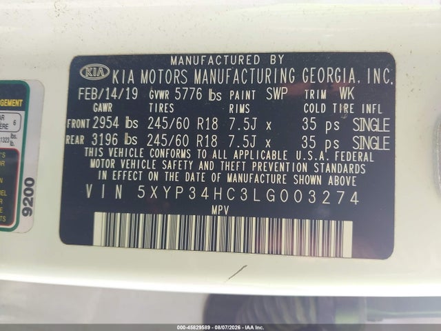 Продажа на аукционе авто 2020 Kia Telluride Ex, vin: 5XYP34HC3LG003274, номер лота: 45829589