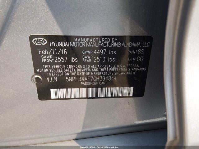Продаж на аукціоні авто 2016 Hyundai Sonata Sport, vin: 5NPE34AF7GH394844, номер лоту: 45829598