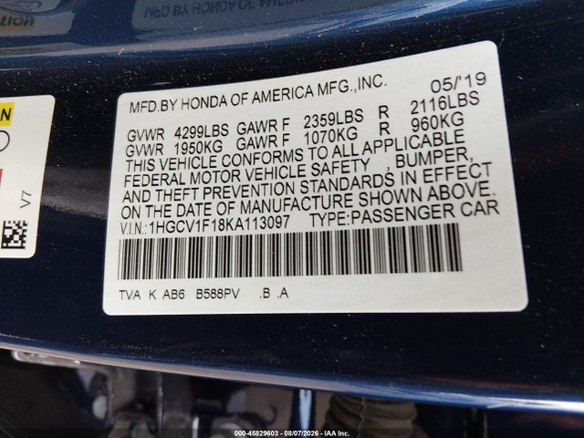 1HGCV1F18KA113097 Honda ACCORD LX