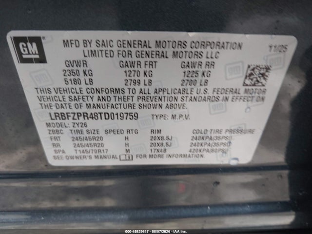 45829617 :رقم المزاد ، LRBFZPR48TD019759 vin ، 2026 Buick Envision Sport Touring Awd مزاد بيع